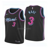 Camiseta Nino Miami Heat Dwyane Wade NO 3 Ciudad 2018 19 Negro