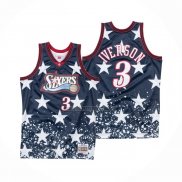 Camiseta Philadelphia 76ers Allen Iverson NO 3 Independence Day Mitchell & Ness Negro
