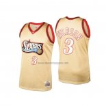 Camiseta Philadelphia 76ers Allen Iverson NO 3 Mitchell & Ness 1997-98 Oro