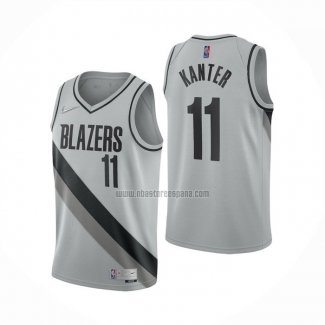 Camiseta Portland Trail Blazers Enes Kanter NO 11 Earned 2020-21 Gris