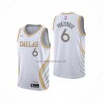 Camiseta Dallas Mavericks Kristaps Porzingis NO 6 Ciudad 2020-21 Blanco