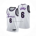 Camiseta Los Angeles Lakers LeBron James NO 6 Ciudad 2022-23 Blanco