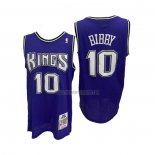 Camiseta Sacramento Kings Mike Bibby NO 10 Mitchell & Ness 2001-02 Violeta
