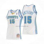 Camiseta Denver Nuggets Carmelo Anthony NO 15 Mitchell & Ness 2006-07 Blanco