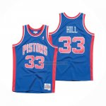 Camiseta Detroit Pistons Grant Hill NO 33 Hardwood Classics Throwback Azul