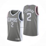 Camiseta Los Angeles Clippers Kawhi Leonard NO 2 Earned 2020-21 Gris