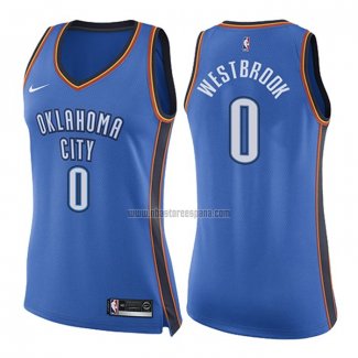 Camiseta Mujer Oklahoma City Thunder Russell Westbrook NO 0 Icon 2017-18 Azul