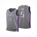 Camiseta Nino Sacramento Kings De'Aaron Fox NO 5 Ciudad 2022-23 Gris