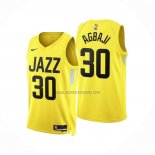 Camiseta Utah Jazz Ochai Agbaji NO 30 Icon 2022-23 Amarillo