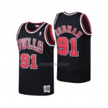 Camiseta Chicago Bulls Dennis Rodman NO 91 Mitchell & Ness Negro