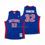 Camiseta Detroit Pistons Richard Hamilton NO 32 Hardwood Classics Throwback Azul