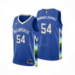 Camiseta Milwaukee Bucks Sandro Mamukelashvili NO 54 Ciudad 2022-23 Azul