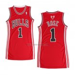 Camiseta Mujer Chicago Bulls Derrick Rose NO 1 Icon Rojo