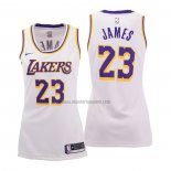 Camiseta Mujer Los Angeles Lakers Lebron James NO 23 Association Blanco