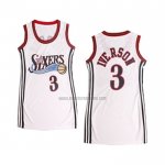 Camiseta Mujer Philadelphia 76ers Allen Iverson NO 3 Blanco