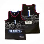 Camiseta Philadelphia 76ers James Harden NO 1 Ciudad 2020-21 Negro