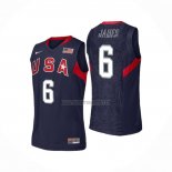 Camiseta USA 2008 LeBron James NO 6 Azul