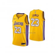 Camiseta Los Angeles Lakers Lebron James NO 23 Icon 2018 Amarillo