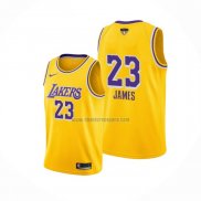Camiseta Los Angeles Lakers Lebron James NO 23 Icon 2020 Final Bound Amarillo