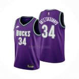 Camiseta Milwaukee Bucks Giannis Antetokounmpo NO 34 Classic 2022-23 Violeta