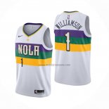 Camiseta New Orleans Pelicans Zion Williamson NO 1 Ciudad 2019-20 Blanco