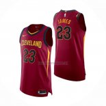 Camiseta Cleveland Cavaliers LeBron James NO 23 Icon Autentico Rojo