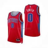 Camiseta Detroit Pistons Chris Smith NO 0 Ciudad 2021-22 Rojo