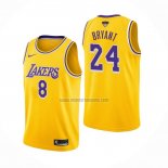 Camiseta Los Angeles Lakers Kobe Bryant NO 8 24 Amarillo