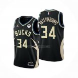 Camiseta Milwaukee Bucks Giannis Antetokounmpo NO 34 Statement 2022-23 Negro